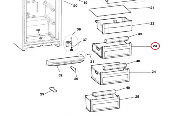 Fagyasztó fiók felső (eredeti) Ariston MBL1921CV/HA Hűtőgép alkatrész-2