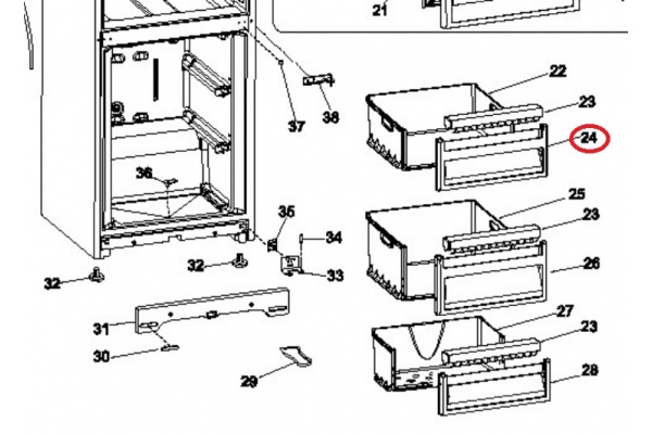 Fiók előlap (felső fagyasztó fiók) Ariston MBL2033CVHA Hűtőgép alkatrész-2