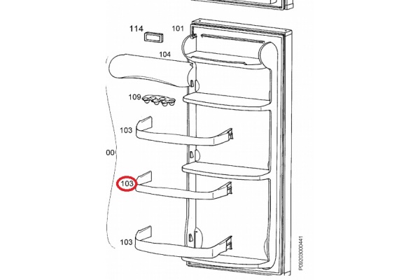 Italtartó korlát keskeny LEHEL ZANUSSI ZD22/6R hűtőgép alkatrész-2