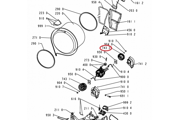 Kerék (ventilátor, hátsó) WHIRLPOOL AZA9780 szárítógép alkatrész-2