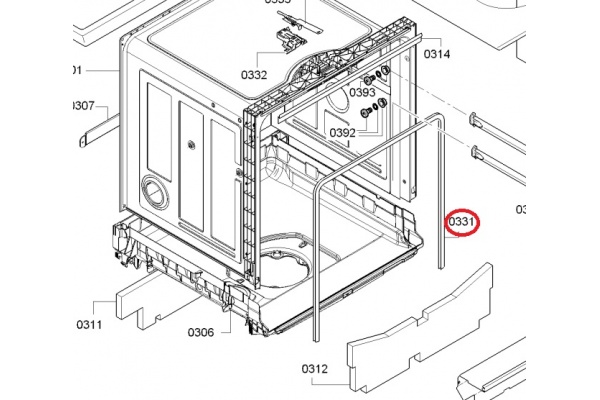 Tömítés (U alakú) Bosch SMS58L12EU/01 Mosogatógép alkatrész-2
