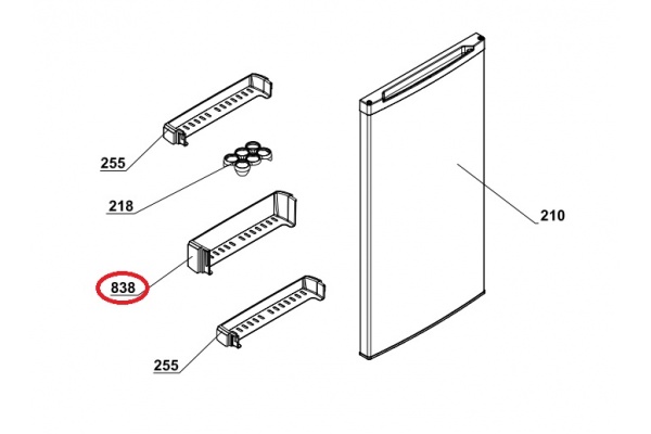 Italtartó (középső) Beko RDM6126 Hűtőgép alkatrész-2