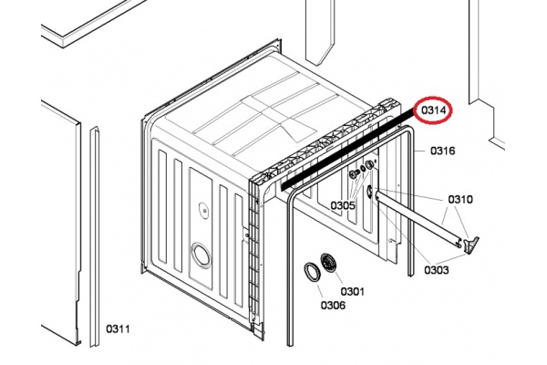 Szegély (felső) (eredeti) BOSCH SGS43F52EU11 Mosogatógép alkatrész-2