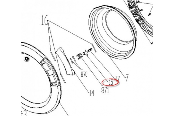 Rugó fogantyúhoz TECHWOOD WV842 Mosógép alkatrész-2