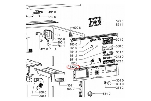 Gombsor (On-Off) Whirpool AWSX63213 mosógép alkatrész-2