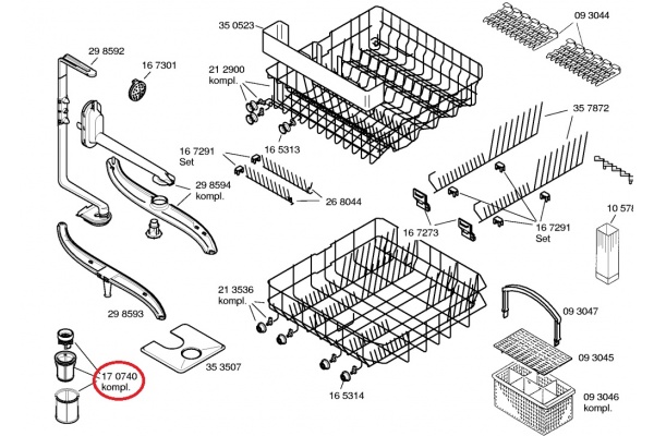 Szűrő (Hengeres műanyag) (eredeti) Bosch mosogatógép alkatrész-2