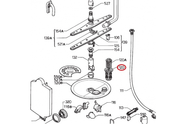 Szűrő Zanussi ESF472 mosogatógép alkatrész-2