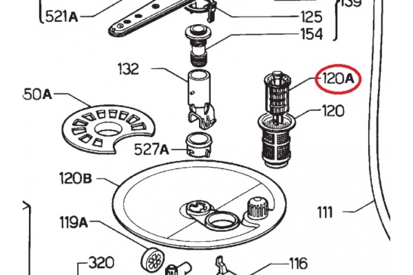 Szűrőrács Zanussi mosogatógép alkatrész-2